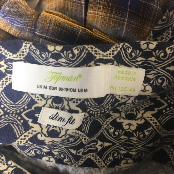 🍑 TOPMAN Printed Slim Fit Button Down Top - Picture 4 of 6